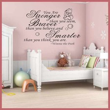 Wall stickers Smarter Braver stronger kid decor art removable vinyl decal winnie