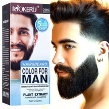 Natural Beard Hair Color Dye Shampoo Men Mustache Instant Dying Black Darkening
