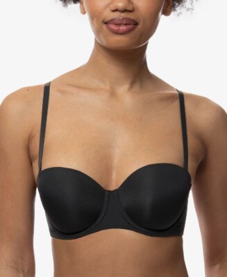 NWT! DORINA Women's Sz 36C Michelle Strapless Light Padded Underwire Bra Black