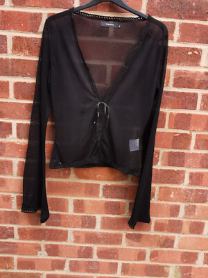 Tom Wolfe Black See Thru Top UK size 14 FR 42 D 40