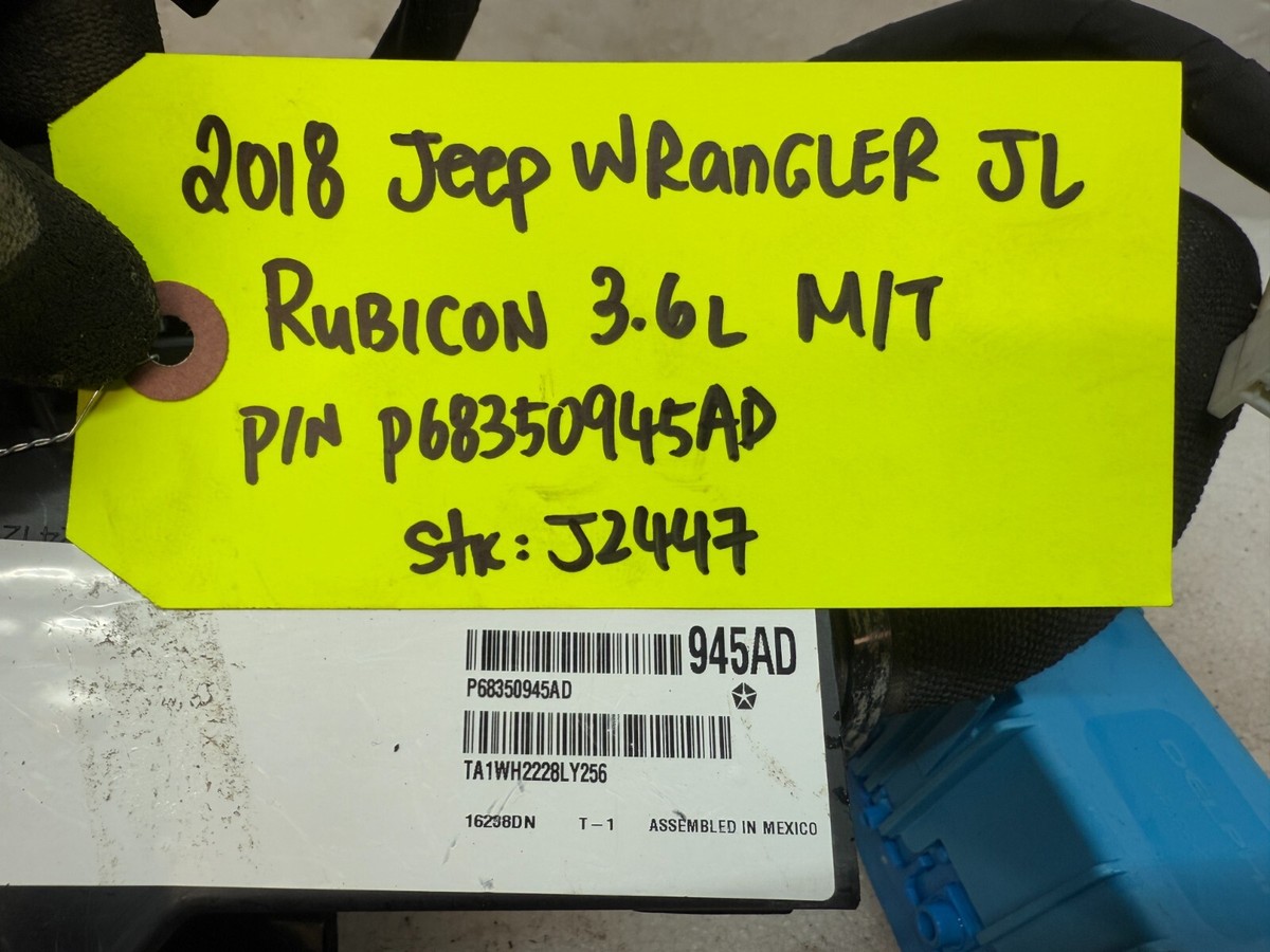 18 JEEP WRANGLER JL JT 3.6 MANUAL ENGINE BAY WIRING HARNESS