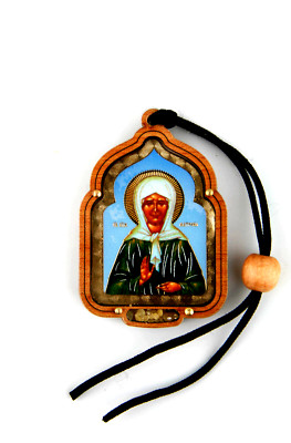 St. Matrona seltener Autospiegel Holz Christian Ikon Матрона Амулет Икона в Машину