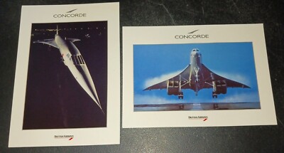 lot of 2 BRITISH AIRWAYS CONCORDE Airplane  unposted postcards