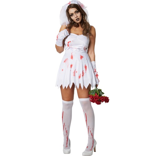 Costume Donna Sposa Zombie Travestimento Carnevale Vestito Halloween Feste  sexy | eBay