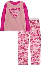 Hurley Girls Size 6 Pink Camo Long Sleeve Pajama Sleepwear Set