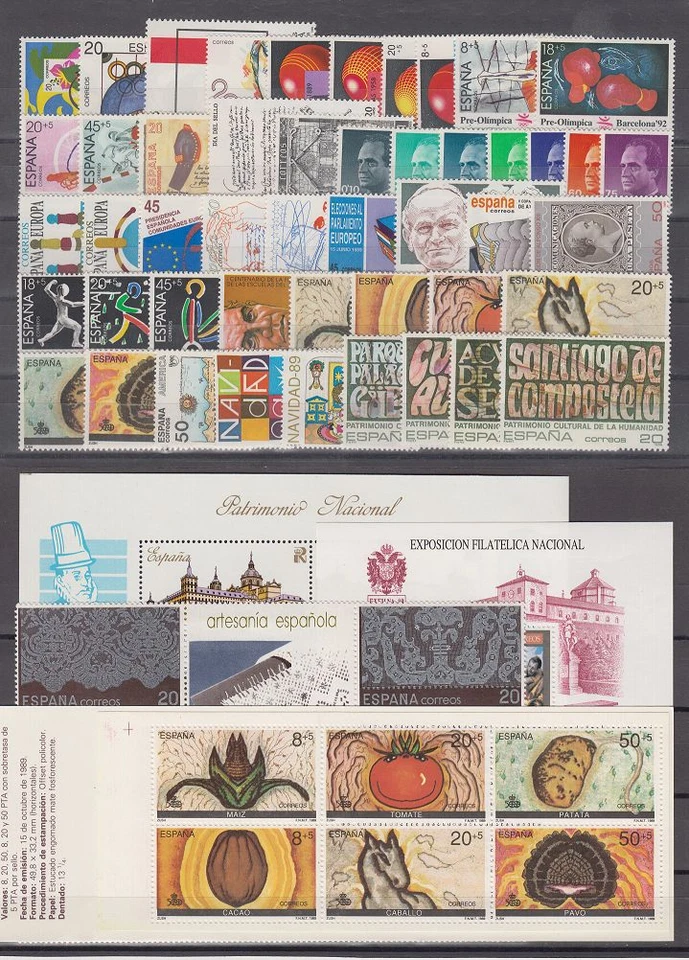 Spain 1989 Complete Set New MNH Spain Edifil (2986/46) With Booklets & Card - Image 1 of 1