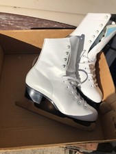 Vintage Lake Placid Flyer Figure Ice Skates 690 Elk Leather Womens Size 5