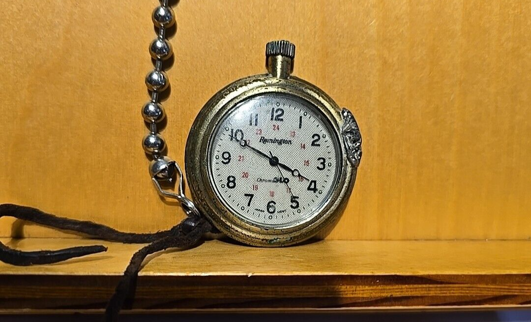 Vintage Remington ChromaGlo Pocket Watch Silver Tone Japan Movt Sold As