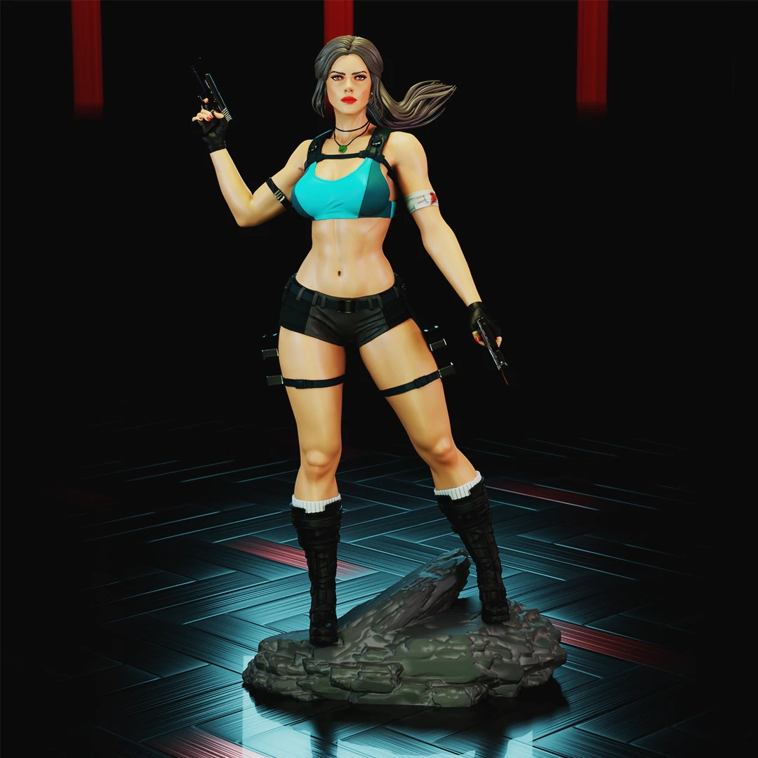 Figurines en jeu vidéo avec lara croft, tomb raider