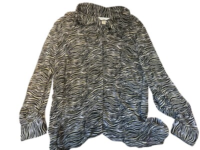 Christopher & Banks Womens Zebra Print Button-Up Blouse 1X Sheer Mob Wife