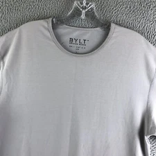 BYLT Premium Basics Drop Cut Lux Shirt Men Large Gray Soft Short Sleeve