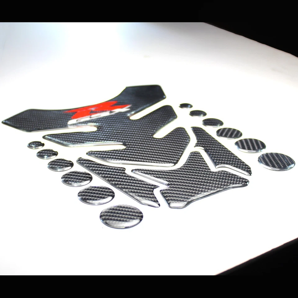 Almohadilla de tanque de combustible 3D personalizada de fibra de carbono real + cubierta de tapa de gas 87-96 GSXR-600/750/1000 Foto 4 de 4