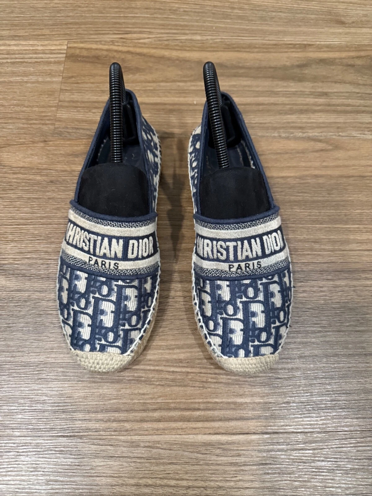 Espadrilles plates Christian Dior bleu marine/blanc toile Granville taille EU37 US7