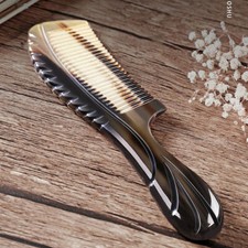 Natural black buffalo horn comb hair comb ox horn fine / wide tooth massage comb