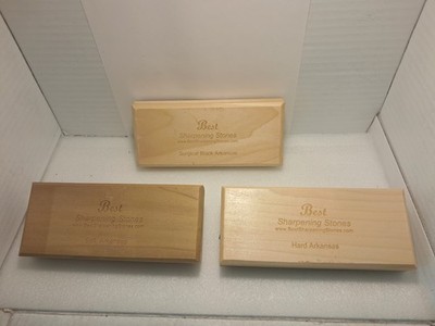 Arkansas Sharpening Stone Set - Wood Mounted 2x6  New open box