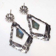 Exclusive Stud Fiery Labradorite 925 Silver Plated Earrings 2.2