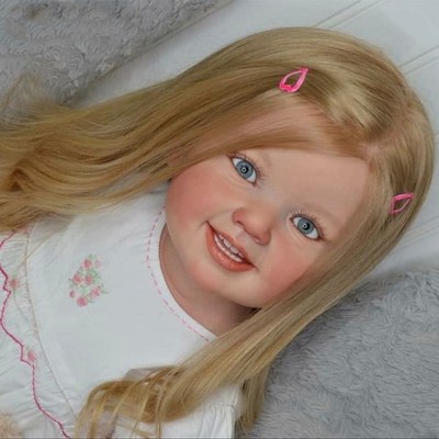 28'' Reborn Baby Finished Doll Toddler Girl with Hand-Rooted Hair Cloth Body Gift