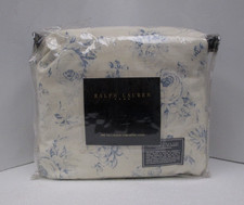 VINTAGE Ralph Lauren FAIRDALE Floral Blue Ruffled Comforter Cover - Full/Queen