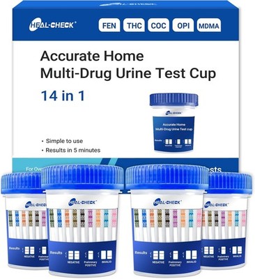 4PK 14 Panel Accurate Quick Results Home Multi Drug Urine Test Kit Easy-to-Read
