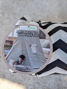 Turtleplay Cotton Canvas Black and White Zig Zag (Chevron) Indoor Kids Tent NEW!