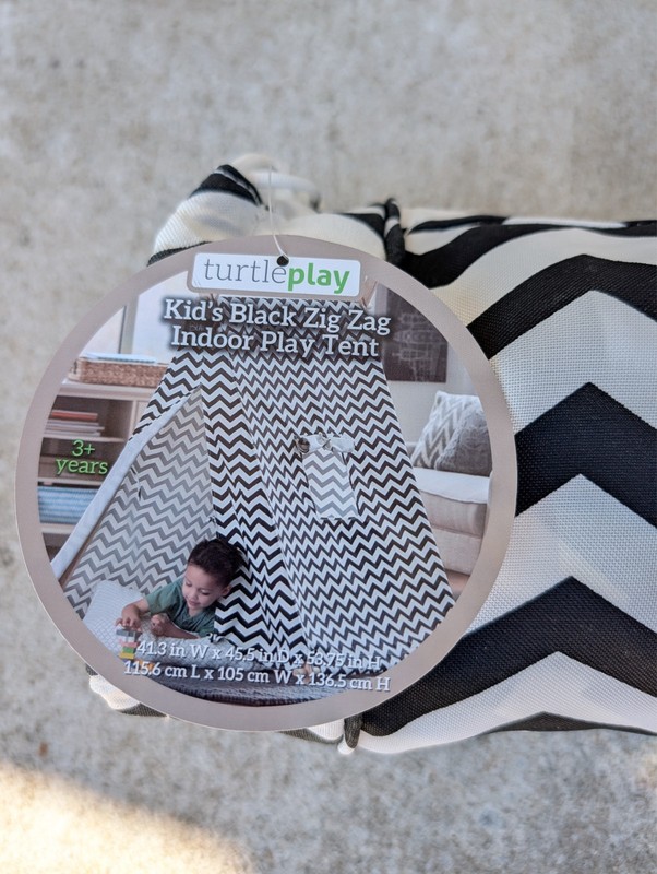 Turtleplay Cotton Canvas Black and White Zig Zag (Chevron) Indoor Kids Tent NEW!
