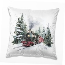 Vintage Christmas Train Winter Pillow Covers 18x18, Christmas Train 16 Color