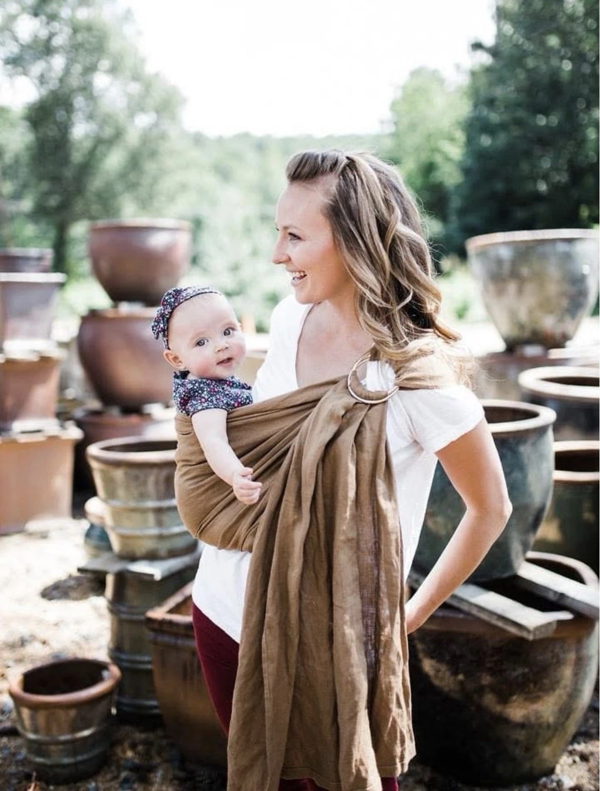 Bibetts 100% Linen Baby Wear Infant Sling Ring Carrier Holder Gray 8-35 Pounds