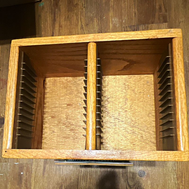 Wood Brown CD Storage Organizer Box w/ Dividers