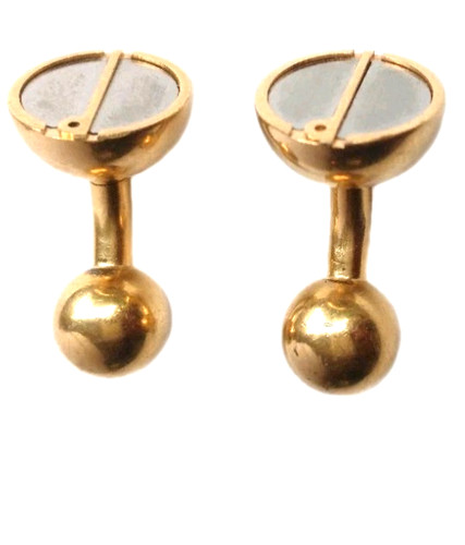 Dunhill Cufflinks Barbell Gold Tn d Logo Mens  Formal Luxury Vintage Gift  Boxed