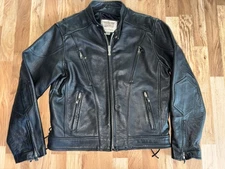 Vintage Y2K Wilson’s Open Road Black Leather Motorcycle Jacket Size LG Soft Worn