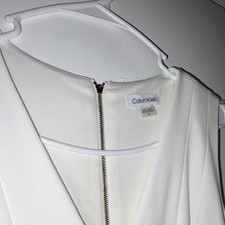 Calvin Klein White Solid V-Neck Sleeveless Long Dress Size 10 Zip Back
