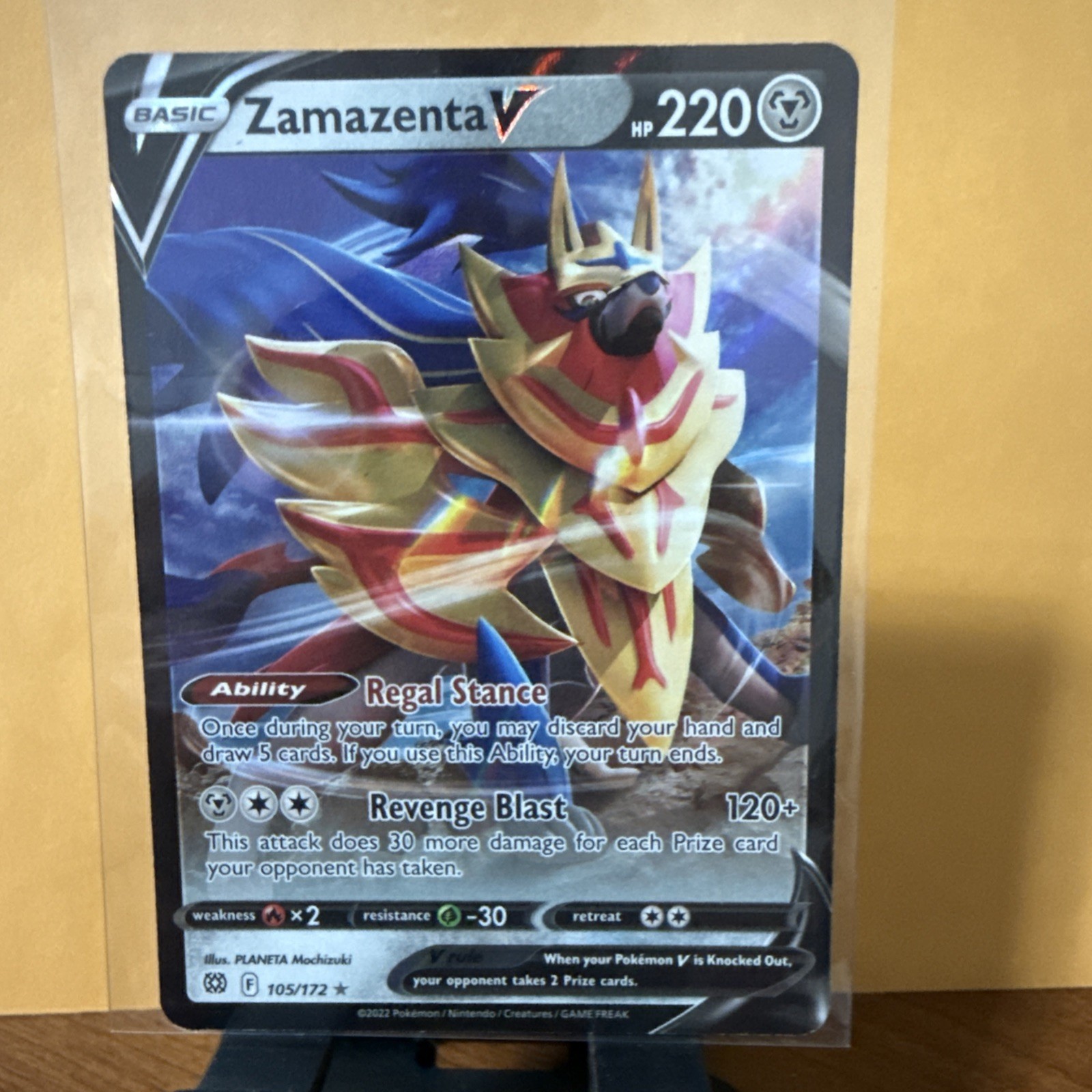Pokemon Brilliant Stars Zamazenta V 105/172 Ultra Rare NM Pack Fresh