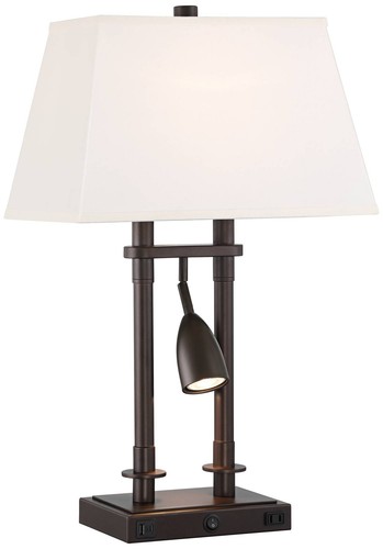 Possini Euro Bishop 26 1/2" Bronze Desk Lamp with USB and Outlet - Picture 2 of 10