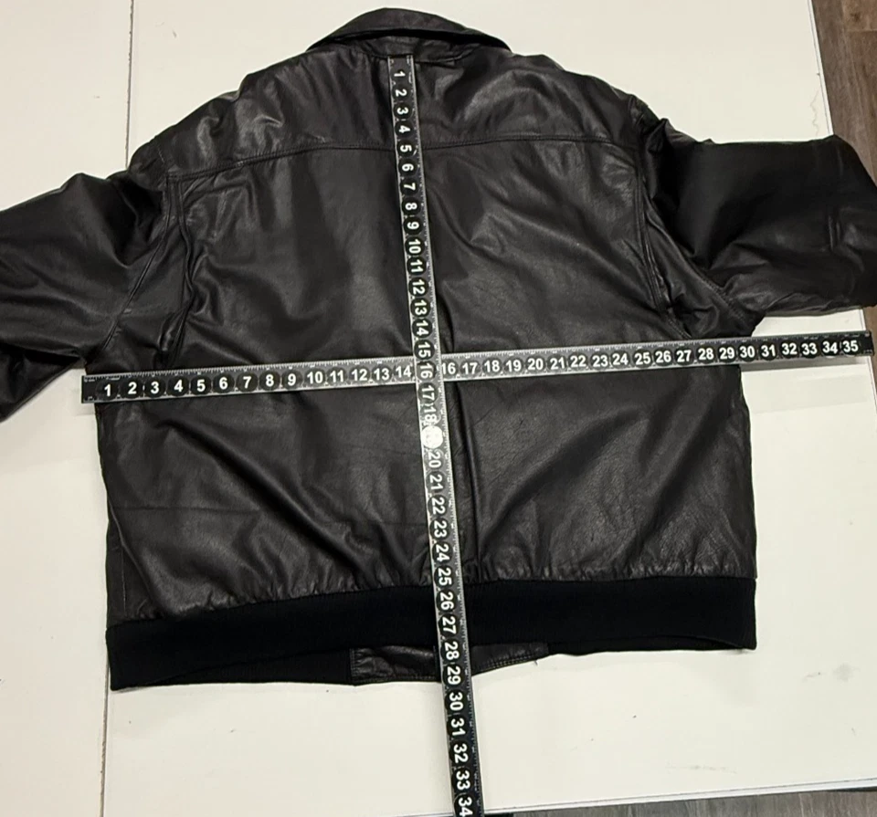 Vintage Members Only Leather Jacket Mens 3X Black Sherpa Lined Bomber Full Zip - Image 3 of 4