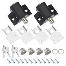 2 Set Black Sliding Window Push-in Security Locks with Keys for Vertical Door
