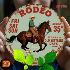 [Rodeo Poster] Tin Metal Signs Home Décor 8x8 Vintage 1939 Rodeo Broncs Bull Ro