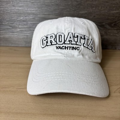 Croatia Yachting Hat Cap Strap Back White Embroidered Souvenir Travel Mens