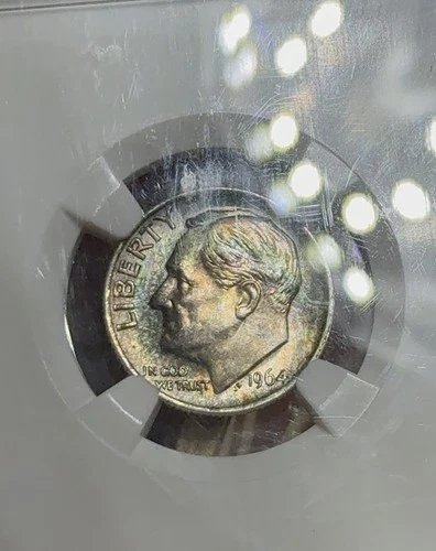 1964 Roosevelt Dime NGC MS 66 FT 10c  FULL TORCH BEAUTIFUL DUAL TONER