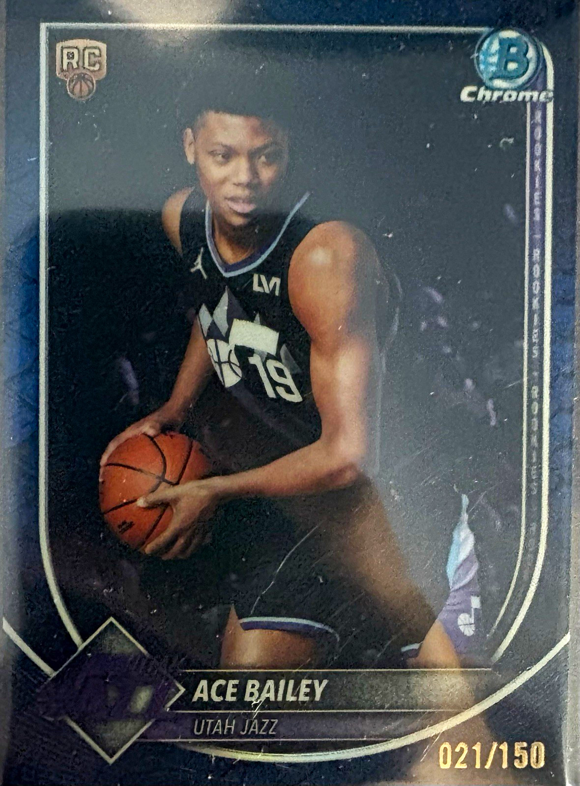 Topps 2025 Bowman Chrome Ace Bailey Utah Jazz #BCV-5 RC 021/150 Reptilian SP