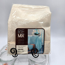 Re-mix Oblong Table Cloth 52" X 70" Color-Sand Poly Hemstitch.