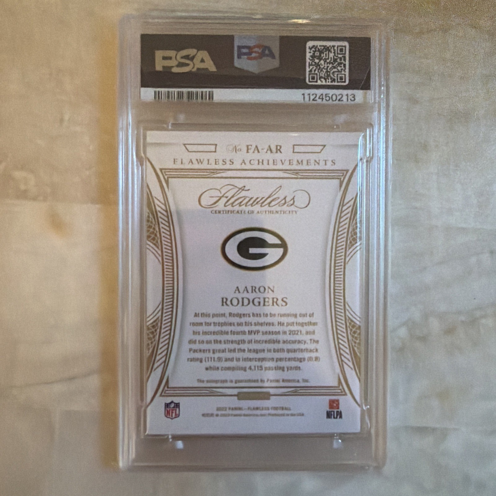 🔥🔥AARON RODGERS AUTO /15🔥🔥2022 Panini Flawless Flawless Achievements Ruby view 2