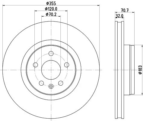 HELLA 8DD 355 132-931 Disco freno PRO HC ventilazione interna, rivestito, ad alto tenore di carbonio, senza bullone fissaggio ruota - Immagine 2