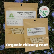 Certified Organic Chicory Root Cichorium intybus 500mg and 650mg vegetarian