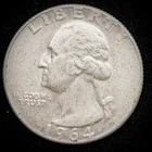 90% Silver 1964 Washington Quarter  - F19H