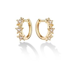 Cubic Zirconia Star Huggie Earrings 14k Gold Plated Tiny Star Earrings Small ...