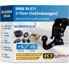 ANHÄNGERKUPPLUNG vert. abnehmbar passt für BMW X6 E71 08-14 +13pol E-Satz ECS