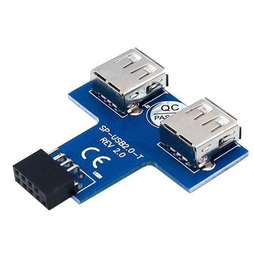 Neuer Interner Adapter USB 2.0 9-Pin-Header Auf 2 USB-A-Buchsen Typ I