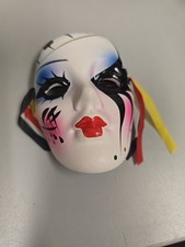 Vintage Mardi Gras Porcelain Ceramic Painted Face Mask Wall Hanging Piano Lashes