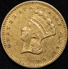1857 Type 3 Indian Princess Head $1 Gold Coin