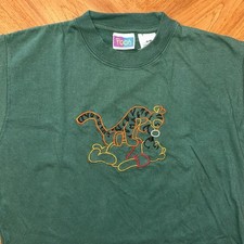 Vintage 90s Disney Winnie the Pooh Tigger Embroidered T-shirt Youth Medium Green